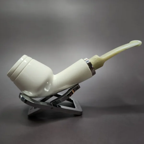 MBSD Meerschaum Silver Reverse Calabash Cutty Block Meerschaum Pipe, New - Image 3