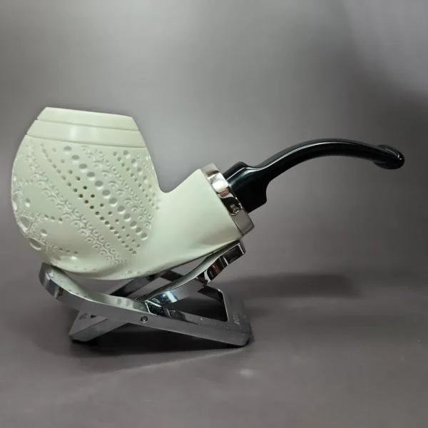 MBSD Meerschaum Silver Reverse Calabash Lattice Egg Block Meerschaum Pipe - Image 3