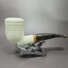 MBSD Meerschaum Deluxe Beehive Billiard Block Meerschaum Pipe, Briar-Mortise, 9mm - Image 3