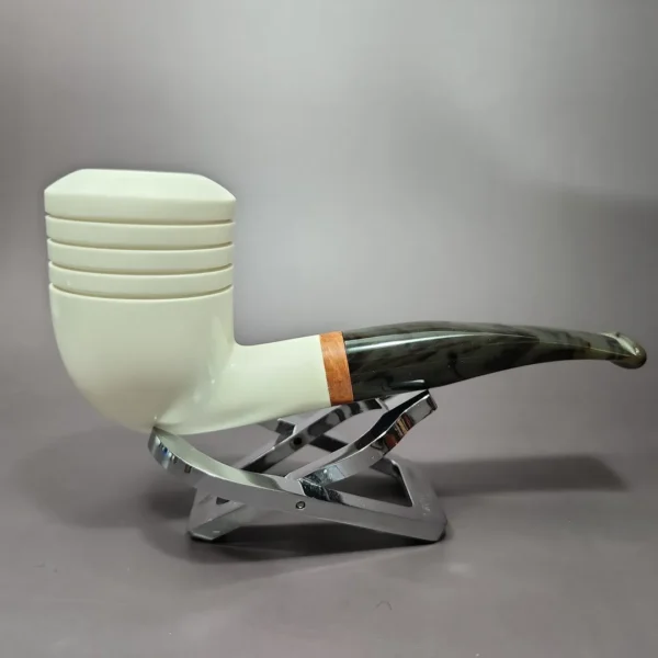 MBSD Meerschaum Deluxe Beehive Billiard Block Meerschaum Pipe, Briar-Mortise, 9mm - Image 3