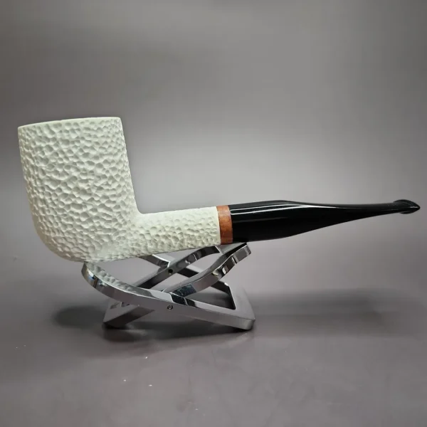 MBSD Meerschaum Deluxe Rusticated Billiard Block Meerschaum Pipe, Briar-Mortise - Image 3