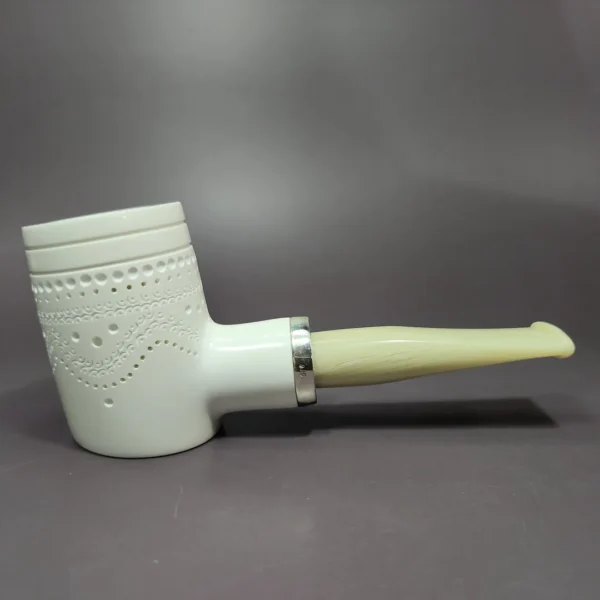 MBSD Meerschaum Silver Reverse Calabash Poker Block Meerschaum Pipe - Image 3