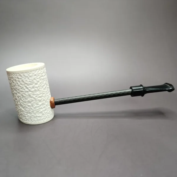 MBSD Meerschaum Deluxe Rusticated Poker Block Meerschaum Pipe, Briar-Mortise - Image 3