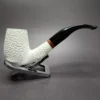 MBSD Meerschaum Deluxe Rusticated "LC" Billiard Block Meerschaum Pipe, Briar-Mortise - Image 3
