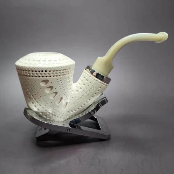 MBSD Meerschaum Silver Reverse Calabash Rhodesian Block Meerschaum Pipe, New - Image 3