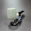 MBSD Meerschaum Deluxe Rusticated Billiard Block Meerschaum Pipe, Briar-Mortise - Image 4