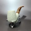 MBSD Meerschaum Deluxe Rusticated Bent Billiard Block Meerschaum Pipe Briar-Mortise - Image 4