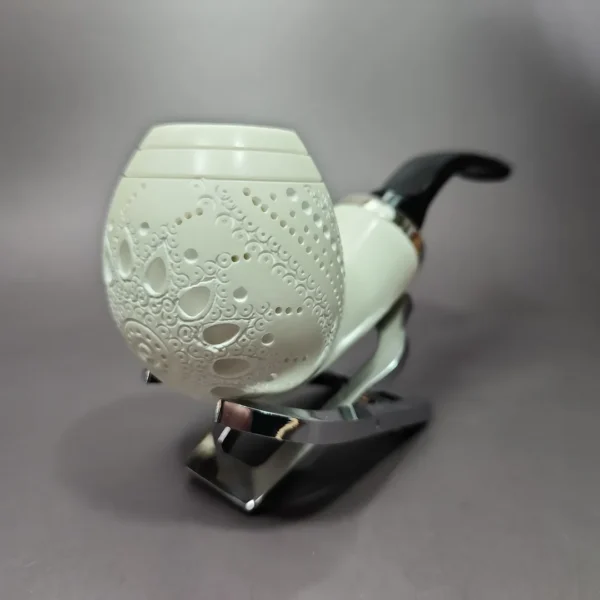 MBSD Meerschaum Silver Reverse Calabash Lattice Egg Block Meerschaum Pipe - Image 4