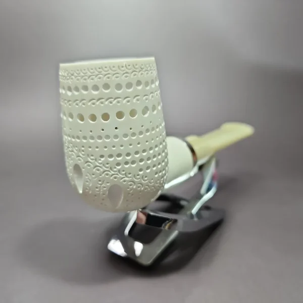 MBSD Meerschaum Silver Reverse Calabash Lattice Stack Block Meerschaum Pipe - Image 4