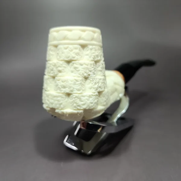 MBSD Meerschaum Deluxe Brick Stack Block Meerschaum Pipe, Briar-Mortise, 9mm - Image 4