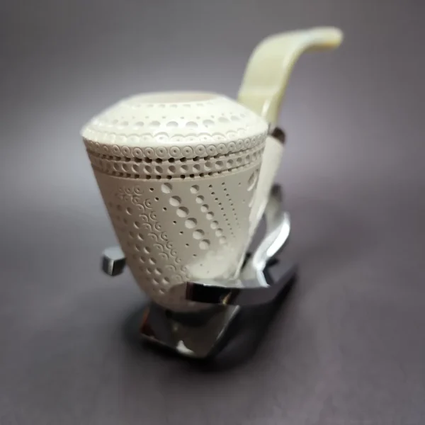 MBSD Meerschaum Silver Reverse Calabash Rhodesian Block Meerschaum Pipe, New - Image 4