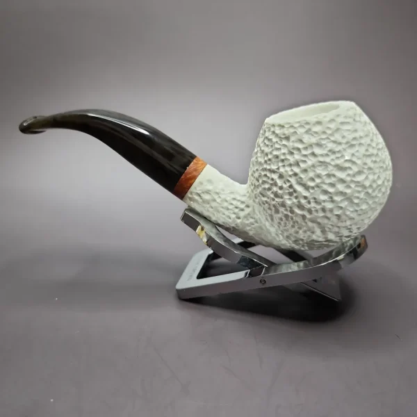 MBSD Meerschaum Deluxe Rusticated Apple Block Meerschaum Pipe, Briar-Mortise - Image 5