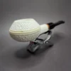 MBSD Meerschaum Deluxe Rusticated Squat Rhodesian Block Meerschaum Pipe, Briar-Mortise - Image 5