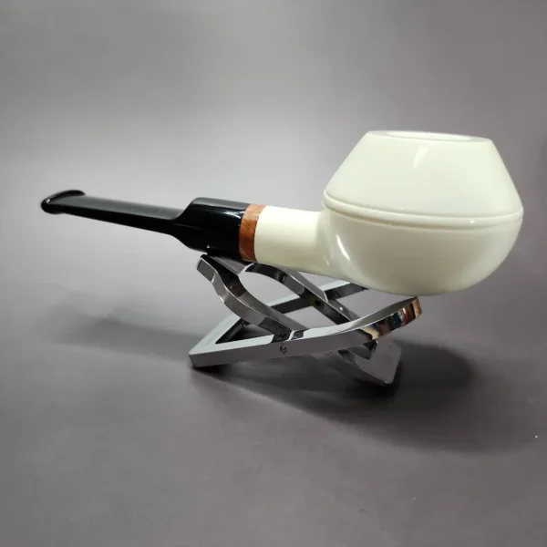 MBSD Meerschaum Deluxe Smooth Rhodesian Block Meerschaum Pipe, Briar-Mortise - Image 5