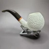MBSD Meerschaum Deluxe Rusticated Bent Apple Block Meerschaum Pipe, Briar-Mortise - Image 5