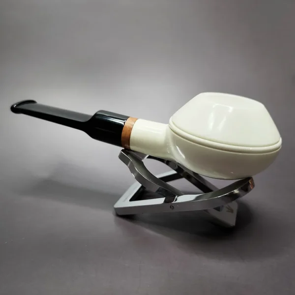 MBSD Meerschaum Deluxe Smooth Rhodesian Block Meerschaum Pipe, Briar-Mortise - Image 5