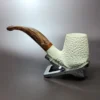 MBSD Meerschaum Deluxe Rusticated Bent Billiard Block Meerschaum Pipe Briar-Mortise - Image 5
