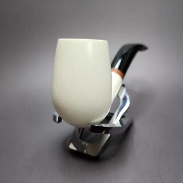 MBSD Meerschaum Deluxe Bent Billiard Block Meerschaum Pipe, Briar-Mortise - Image 5