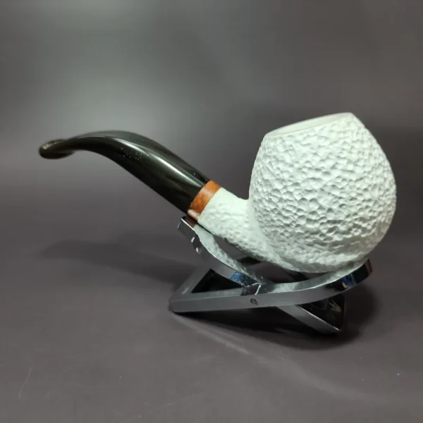 MBSD Meerschaum Deluxe Rustic Apple Block Meerschaum Pipe, Briar-Mortise - Image 5