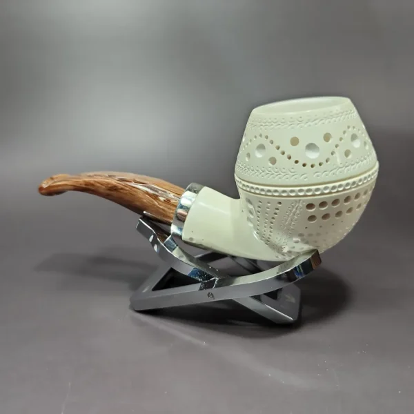 MBSD Meerschaum Silver Reverse Calabash Bulldog Block Meerschaum Pipe - Image 5