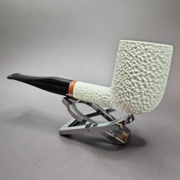 MBSD Meerschaum Deluxe Rusticated Billiard Block Meerschaum Pipe, Briar-Mortise - Image 5