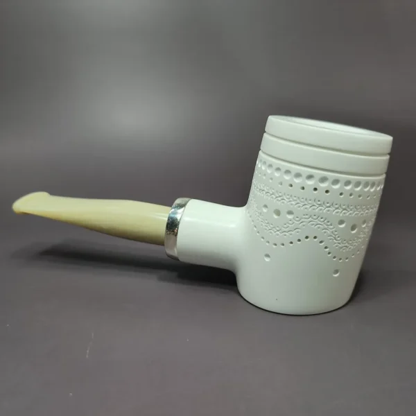 MBSD Meerschaum Silver Reverse Calabash Poker Block Meerschaum Pipe - Image 5