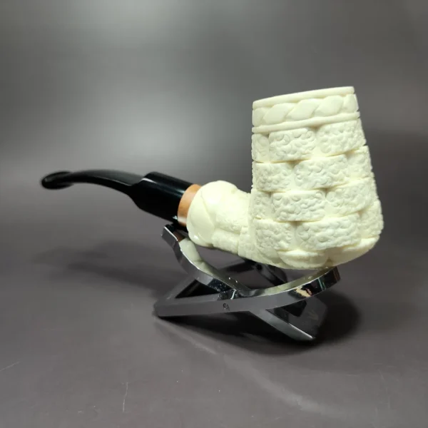 MBSD Meerschaum Deluxe Brick Stack Block Meerschaum Pipe, Briar-Mortise, 9mm - Image 5