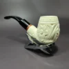 MBSD Meerschaum Deluxe Floral Brandy Block Meerschaum Pipe, Briar-Mortise, 9mm - Image 5
