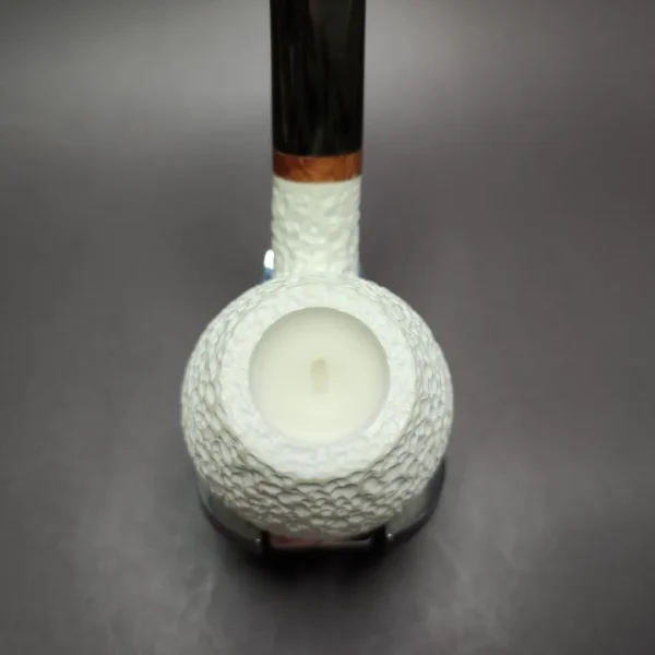 MBSD Meerschaum Deluxe Rusticated Apple Block Meerschaum Pipe, Briar-Mortise - Image 6