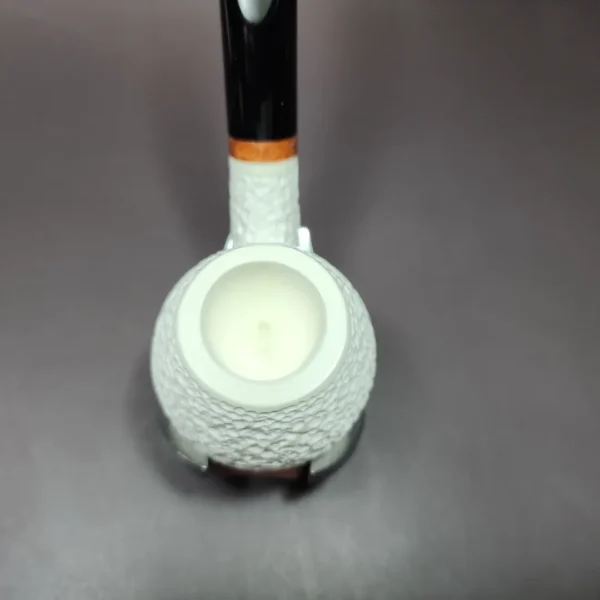 MBSD Meerschaum Deluxe Rusticated Apple Block Meerschaum Pipe, Briar-Mortise - Image 6