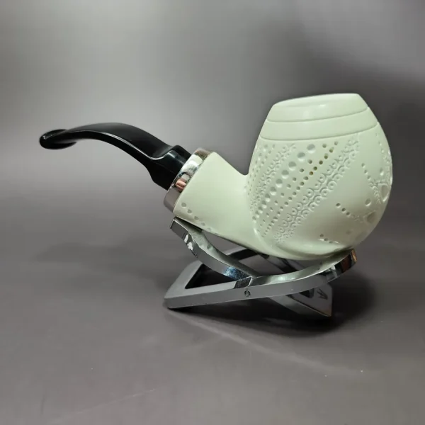 MBSD Meerschaum Silver Reverse Calabash Lattice Egg Block Meerschaum Pipe - Image 6