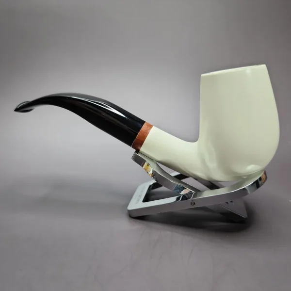 MBSD Meerschaum Deluxe Bent Billiard Block Meerschaum Pipe, Briar-Mortise - Image 6