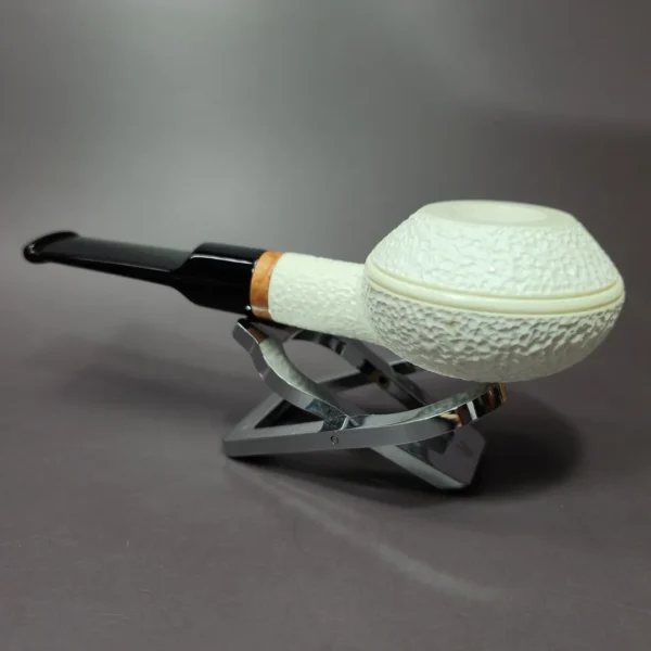 MBSD Meerschaum Deluxe Squat Rhodesian Block Meerschaum Pipe, Briar-Mortise - Image 6
