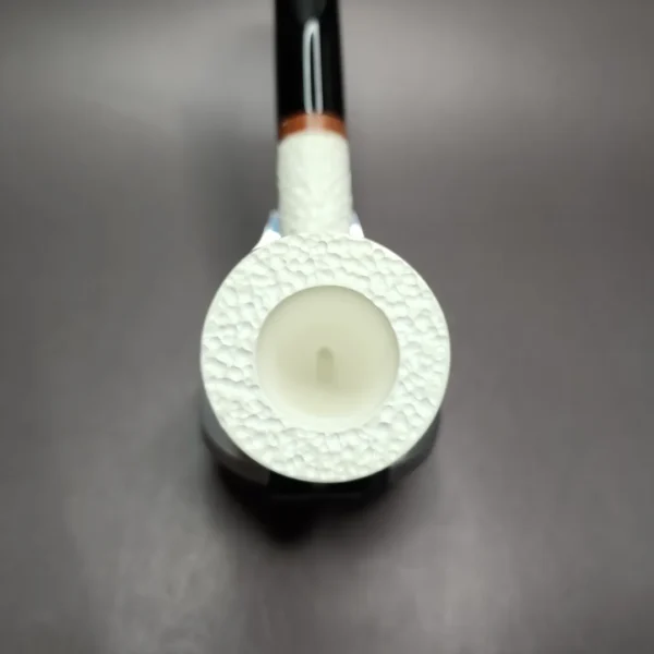 MBSD Meerschaum Deluxe Rusticated Billiard Block Meerschaum Pipe, Briar-Mortise - Image 6