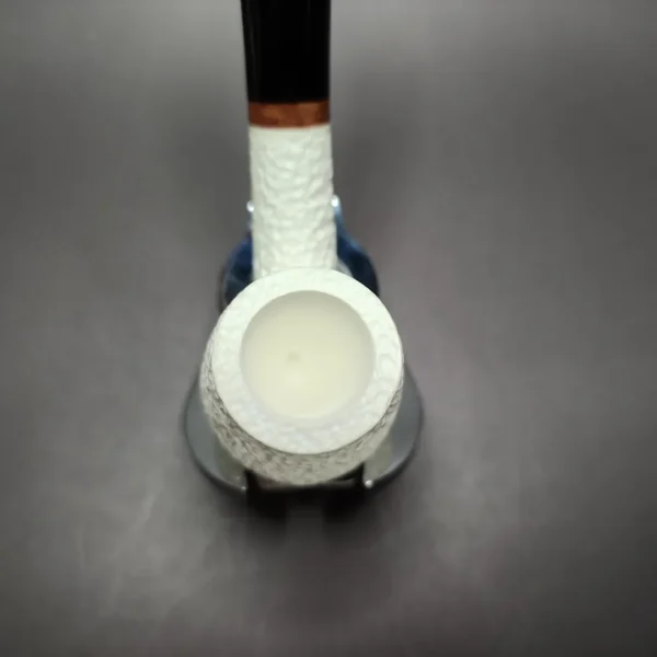 MBSD Meerschaum Deluxe Rusticated "LC" Billiard Block Meerschaum Pipe, Briar-Mortise - Image 6