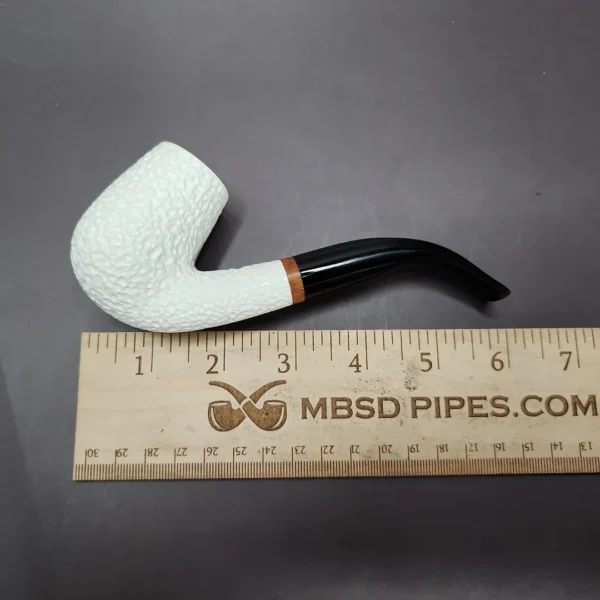 MBSD Meerschaum Deluxe Rusticated Bent Billiard Block Meerschaum Pipe, Briar-Mortise - Image 7