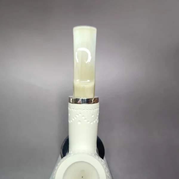 MBSD Meerschaum Silver Lattice Reverse Calabash Brandy Block Meerschaum Pipe - Image 7
