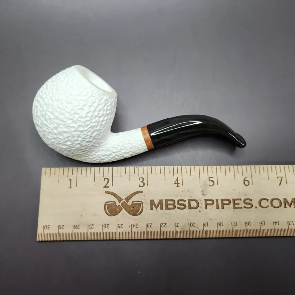 MBSD Meerschaum Deluxe Rusticated Bent Apple Block Meerschaum Pipe, Briar-Mortise - Image 7