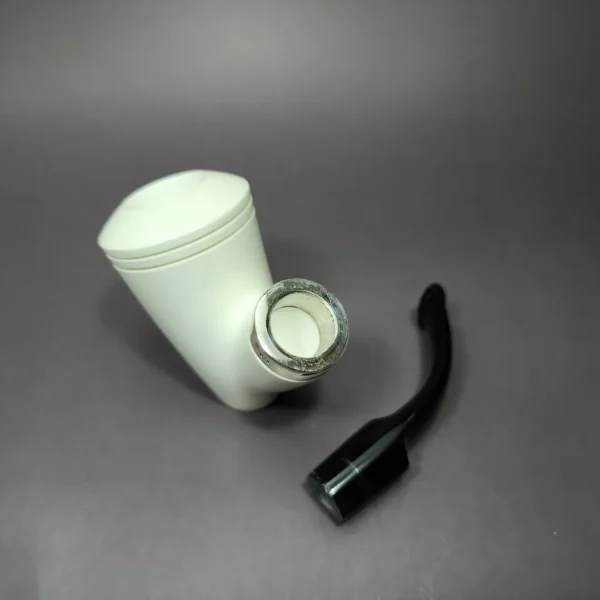 MBSD Meerschaum Silver Reverse Calabash Vase Sitter Block Meerschaum Pipe - Image 7
