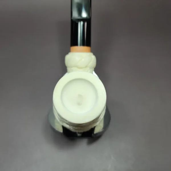 MBSD Meerschaum Deluxe Brick Stack Block Meerschaum Pipe, Briar-Mortise, 9mm - Image 7