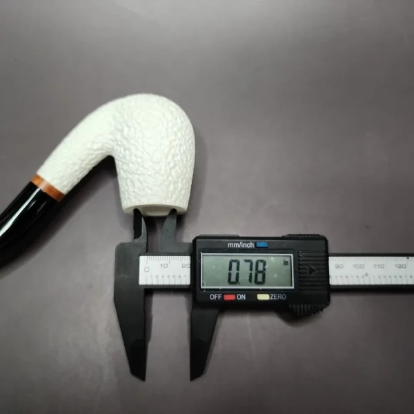 MBSD Meerschaum Deluxe Rusticated Bent Billiard Block Meerschaum Pipe, Briar-Mortise - Image 8
