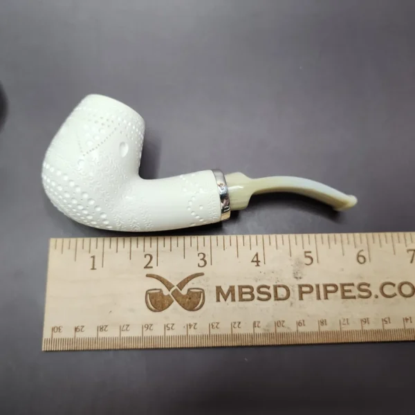MBSD Meerschaum Silver Lattice Reverse Calabash Brandy Block Meerschaum Pipe - Image 8