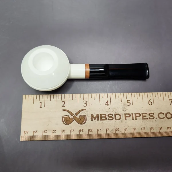 MBSD Meerschaum Deluxe Smooth Rhodesian Block Meerschaum Pipe, Briar-Mortise - Image 8