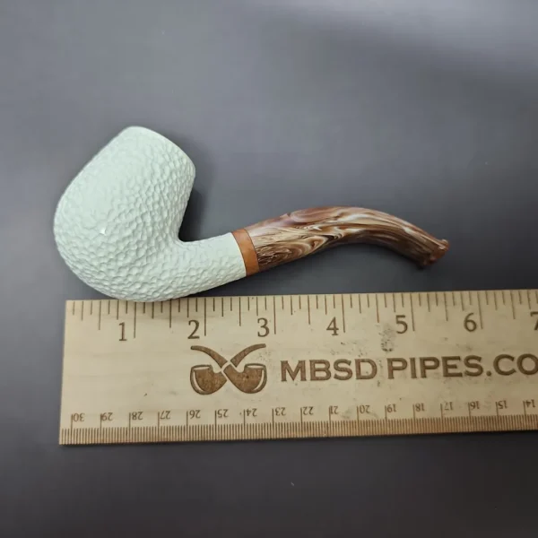 MBSD Meerschaum Deluxe Rusticated Bent Billiard Block Meerschaum Pipe Briar-Mortise - Image 8
