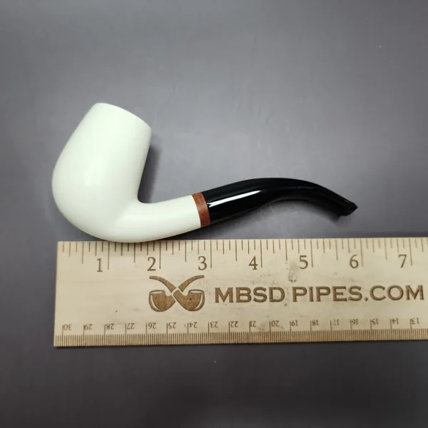 MBSD Meerschaum Deluxe Bent Billiard Block Meerschaum Pipe, Briar-Mortise - Image 8