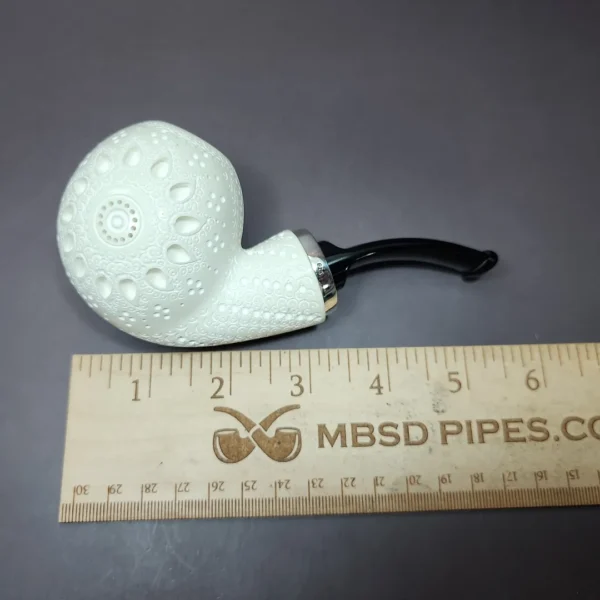 MBSD Meerschaum Silver Reverse Calabash Lattice Egg Block Meerschaum Pipe - Image 8