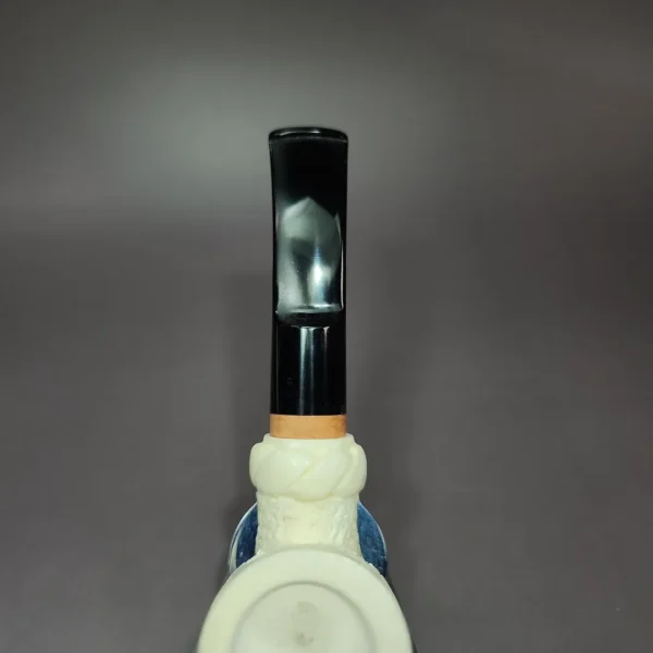MBSD Meerschaum Deluxe Brick Stack Block Meerschaum Pipe, Briar-Mortise, 9mm - Image 8