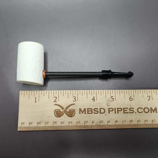 MBSD Meerschaum Deluxe Rusticated Poker Block Meerschaum Pipe, Briar-Mortise - Image 8