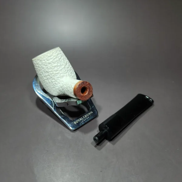MBSD Meerschaum Deluxe Rusticated Billiard Block Meerschaum Pipe, Briar-Mortise - Image 9