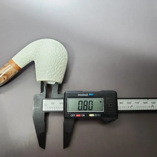 MBSD Meerschaum Deluxe Rusticated Bent Billiard Block Meerschaum Pipe Briar-Mortise - Image 9